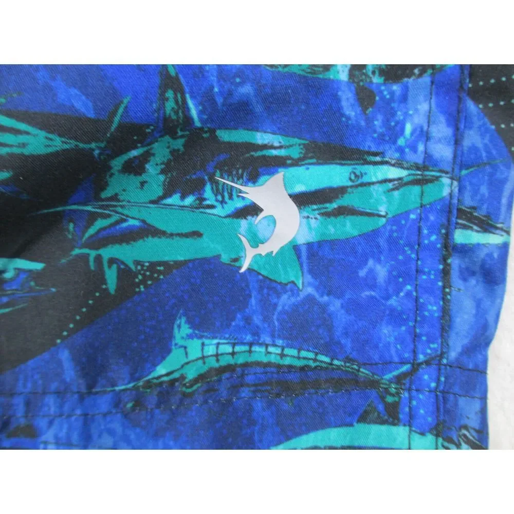 Reel Legends Swim Trunks Mens 2XL XXL Blue Board Shorts Bathing Suit‎ Sharks